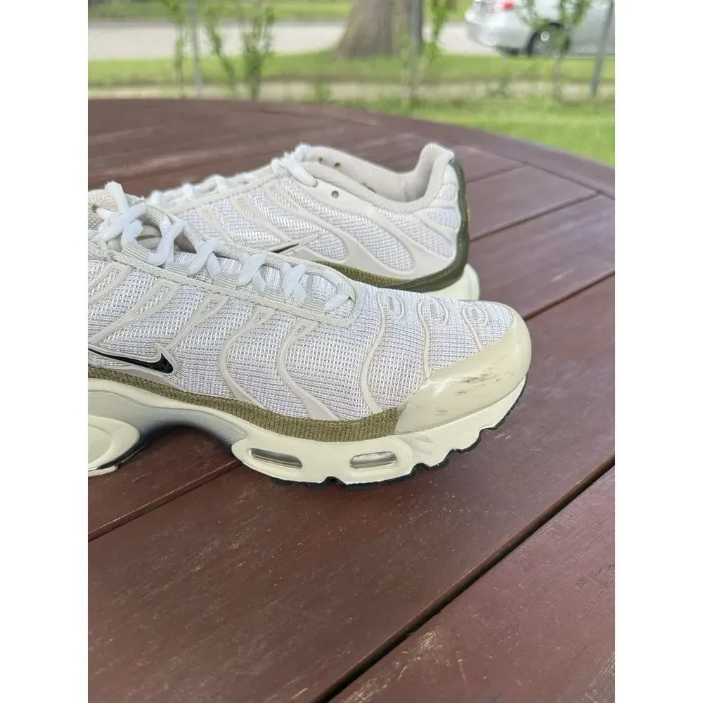 Nike Air Max Plus Shoes White Green Mesh Running Sneakers Youth Size 6Y/Women 8